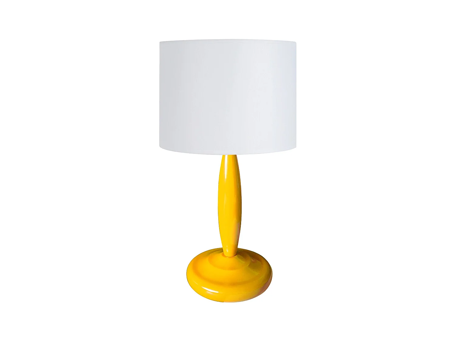 Lampe de chevet colonne métal  jaune 32 cm.