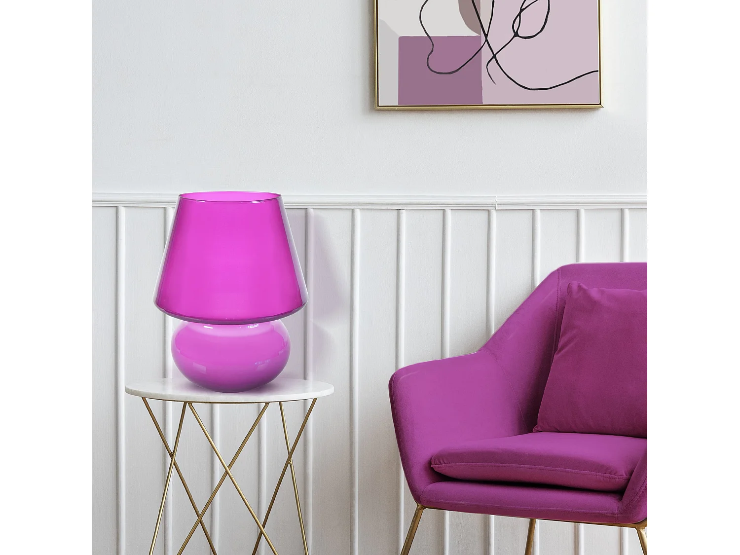 Lampada da tavolo vetro soprado  GRAND CHAMPIGNON rosa D'30 cm