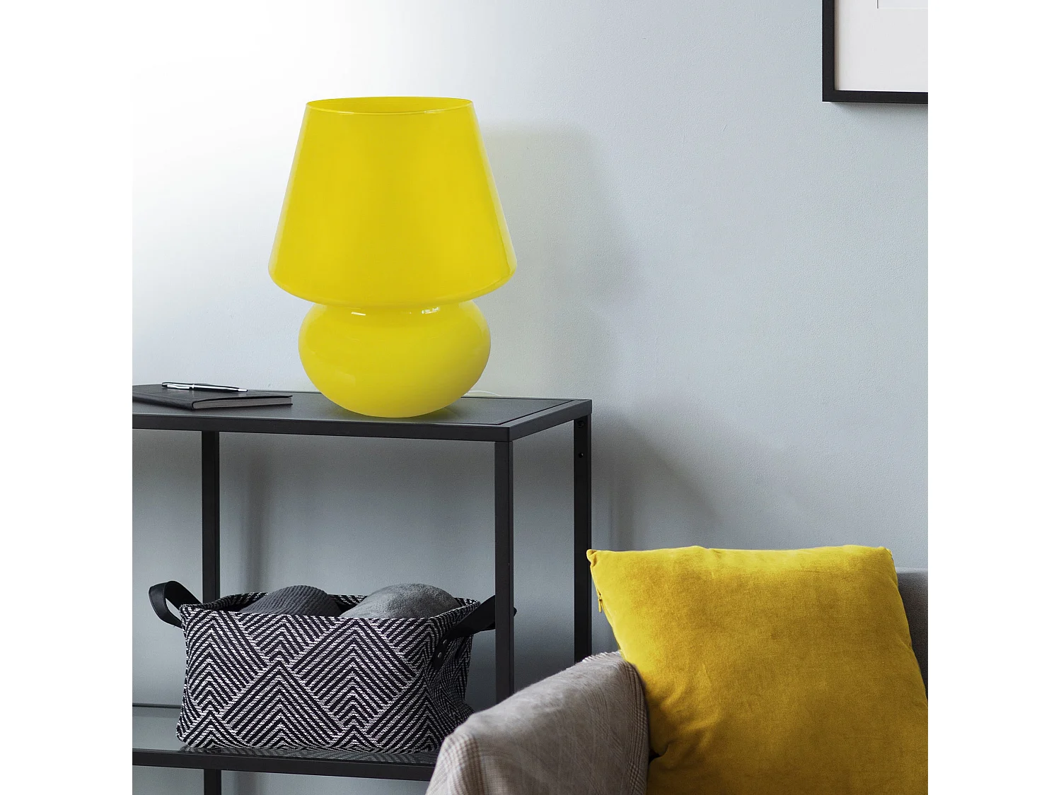 Lámpara de Mesa  TOSEL ,vidrio,AMARILLO,A37xD30xP30cm