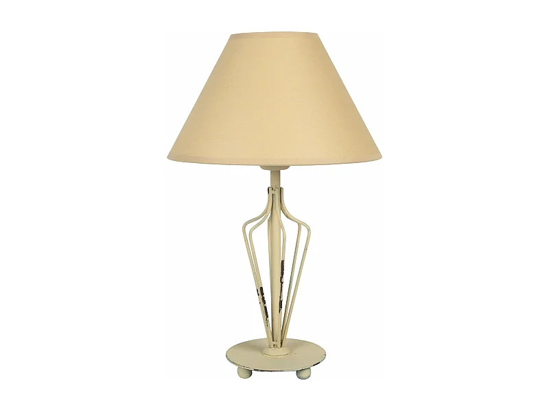 Lampe de chevet colonne métal  beige 42 cm.