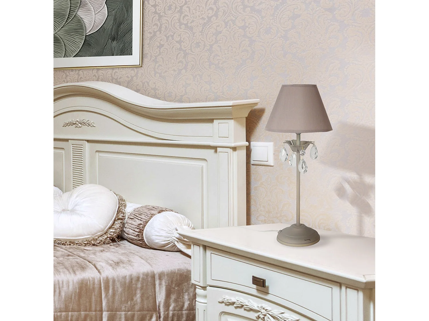 Candeeiro de sala TOSEL PADUA tecido oval alumínio D40 x  H53  cm