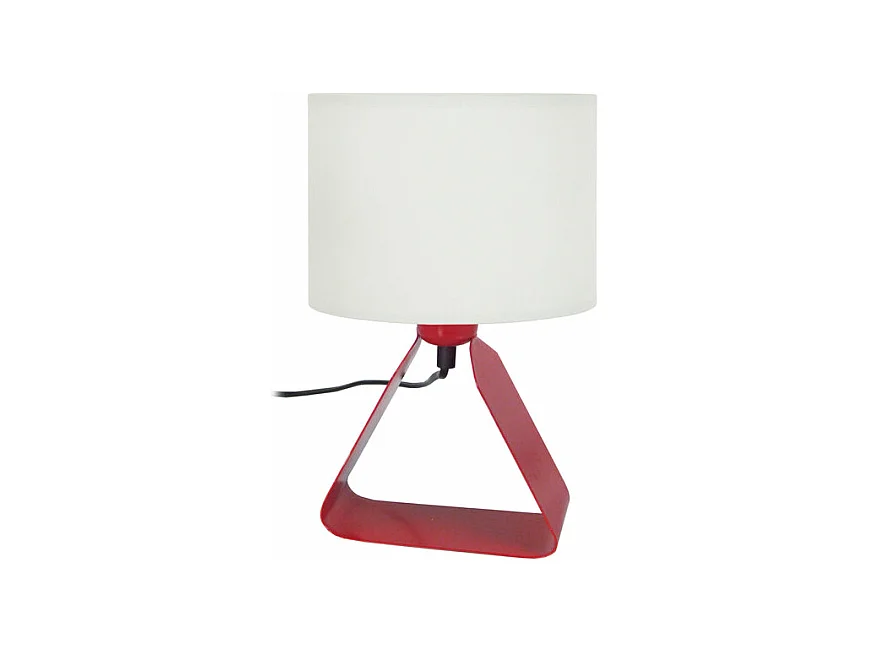 Lampe de chevet géométrique, métal  rouge 29 cm.