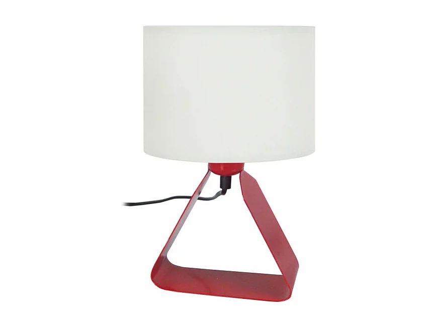 Lampe de chevet géométrique, métal  rouge 29 cm.