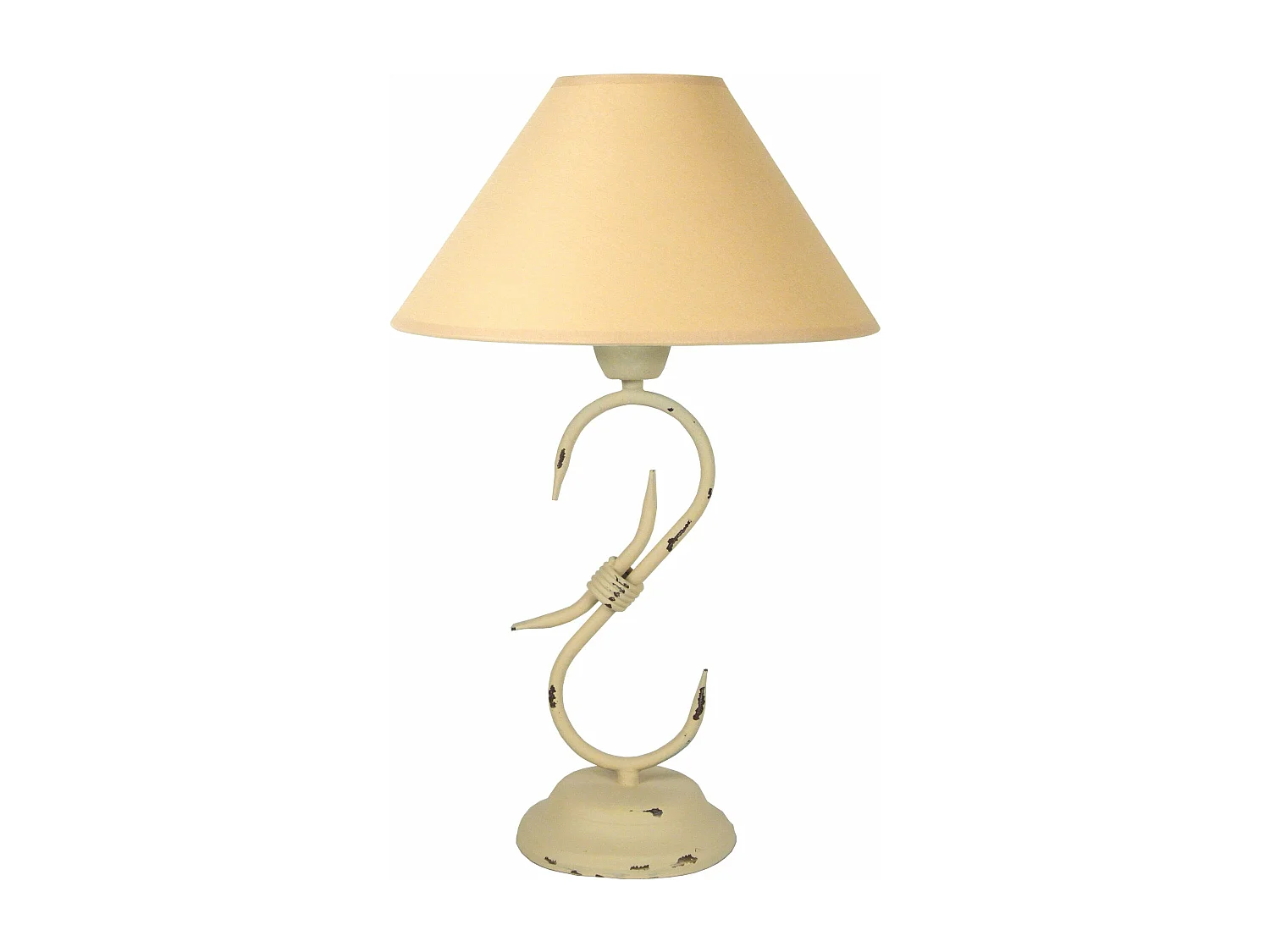 Lampe de chevet colonne métal  beige 47 cm.
