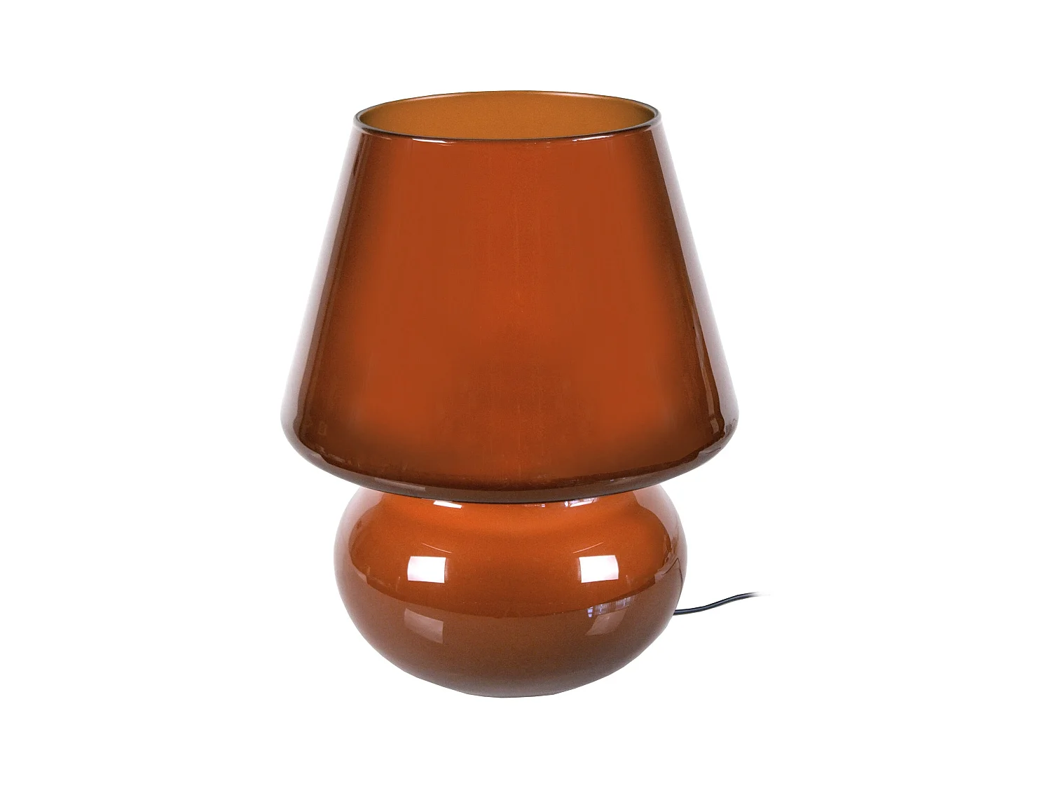 Lampe a poser, champignon verre  marron 37 cm.