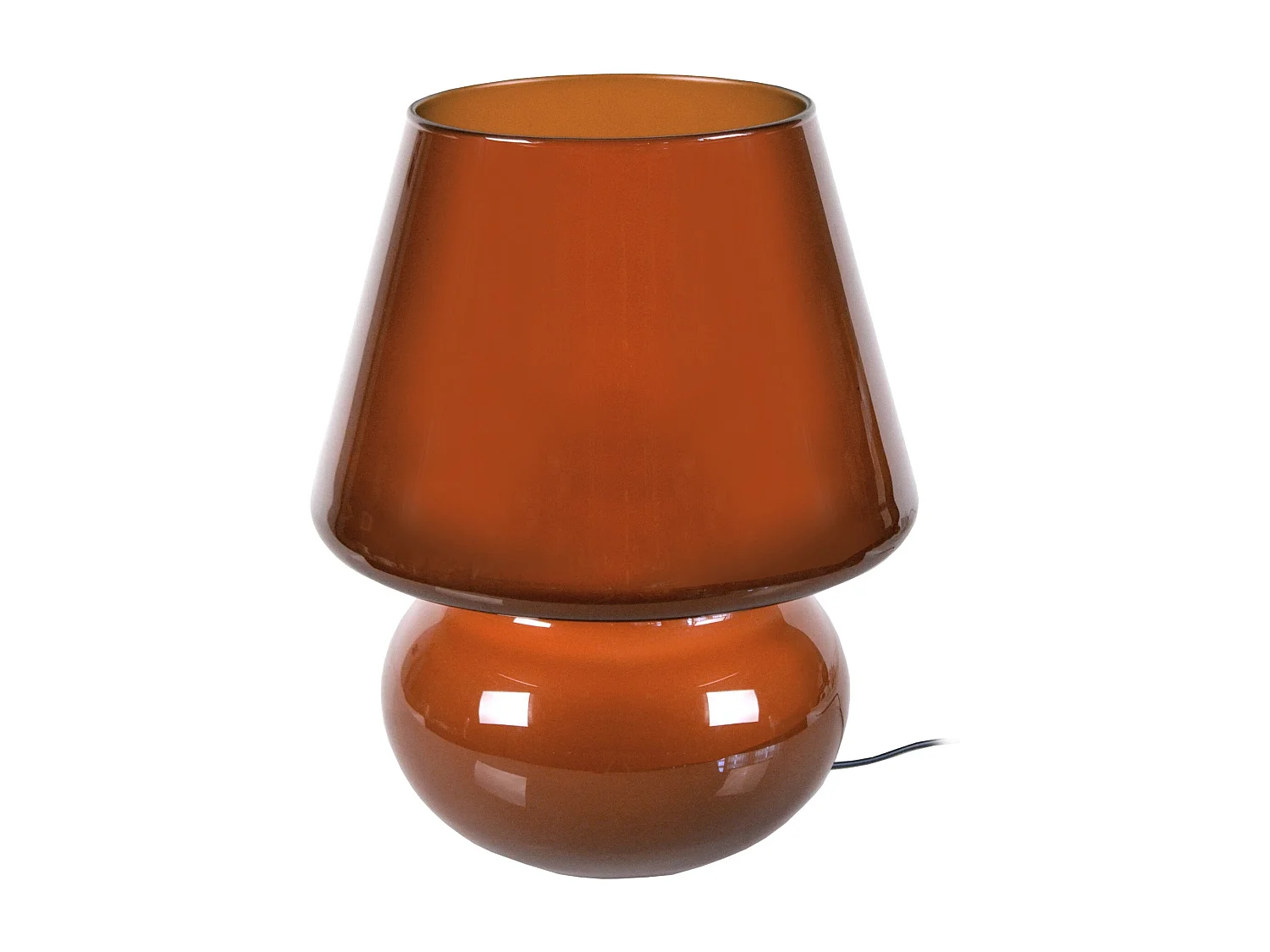 Lampe a poser, champignon verre  marron 37 cm.