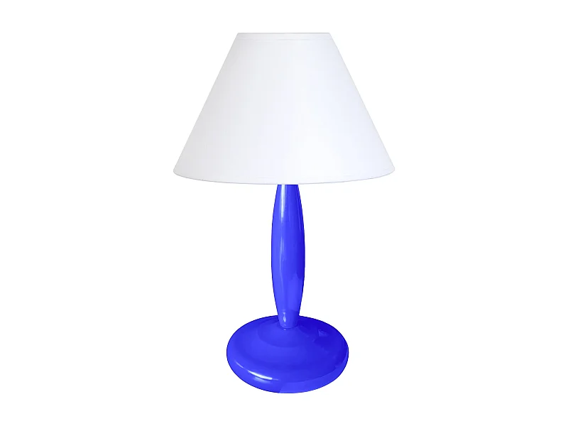 Lampe de chevet colonne métal  bleu 31 cm.