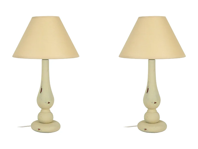 Lampe de Chevet TOSEL ,bois,Beige ,H42xD 30xP30cm