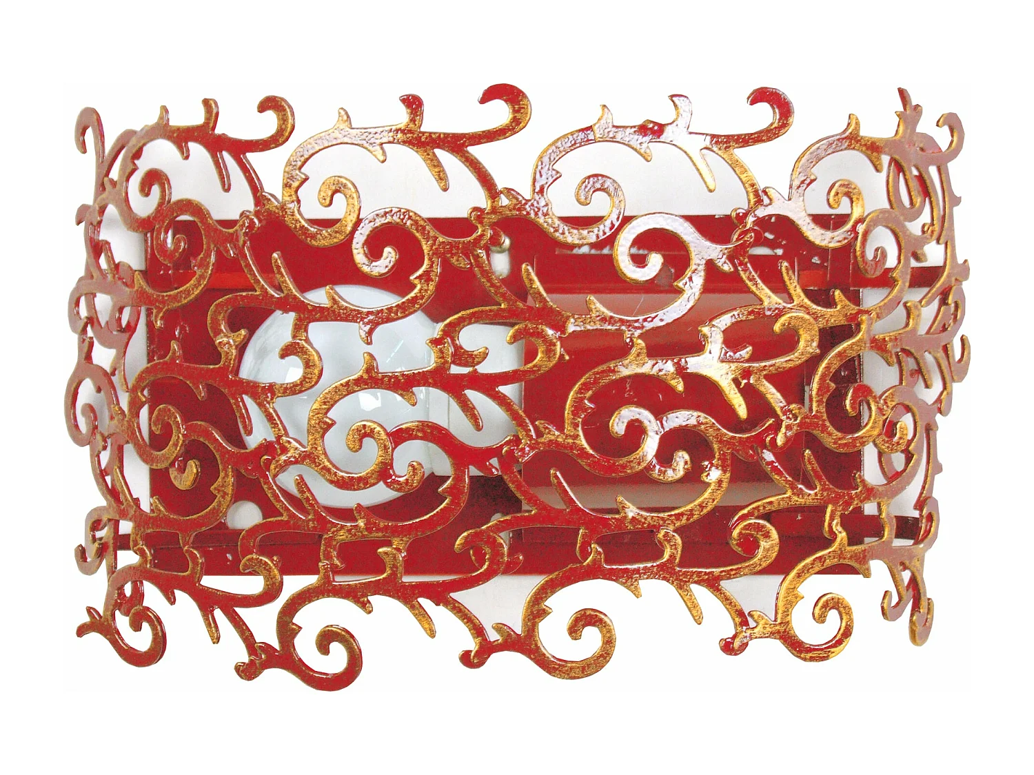 Aplique TOSEL LYS FLEUR metal geométrico vermelho dourado D32 x  H9  cm