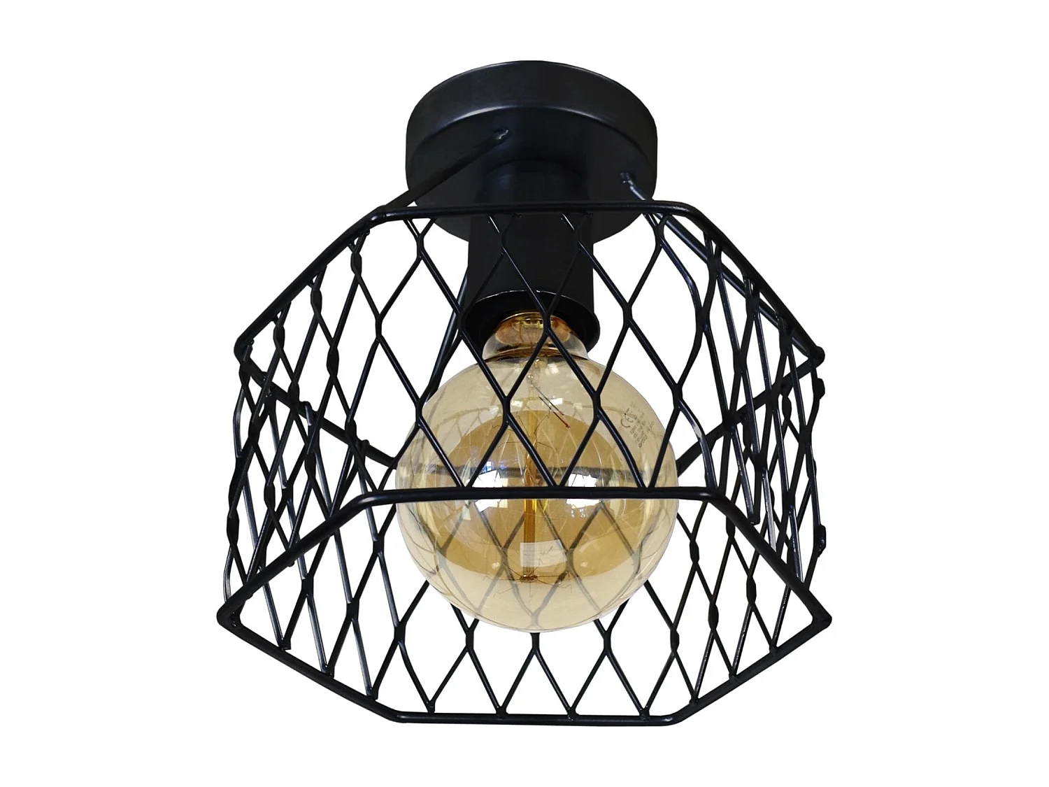 Plafonier TOSEL ASTER metal geométrico preto D20 x  H17  cm