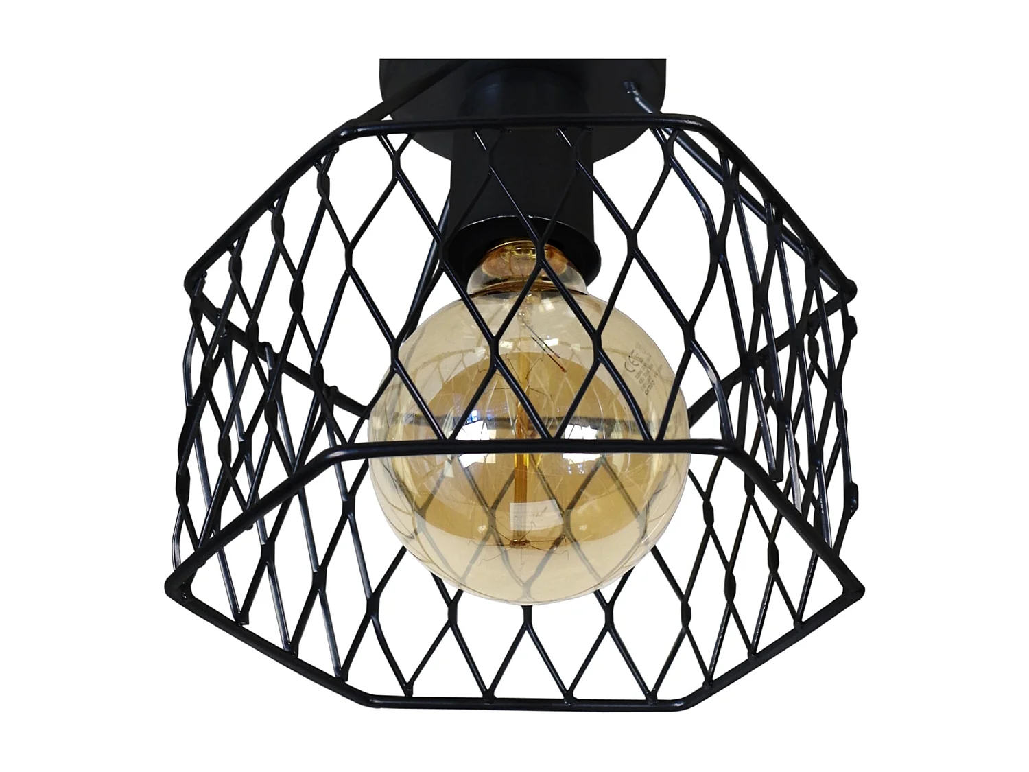 Plafonier TOSEL ASTER metal geométrico preto D20 x  H17  cm