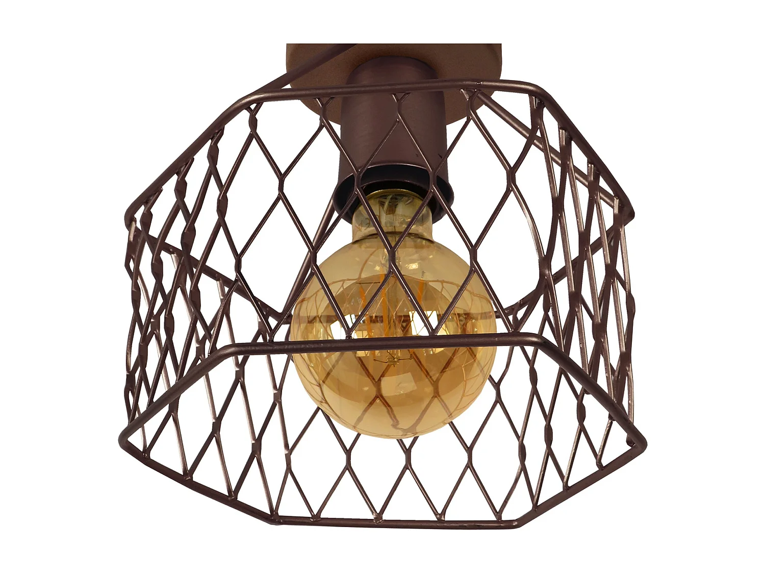 Plafonier TOSEL ASTER metal geométrico castanho D20 x  H17  cm