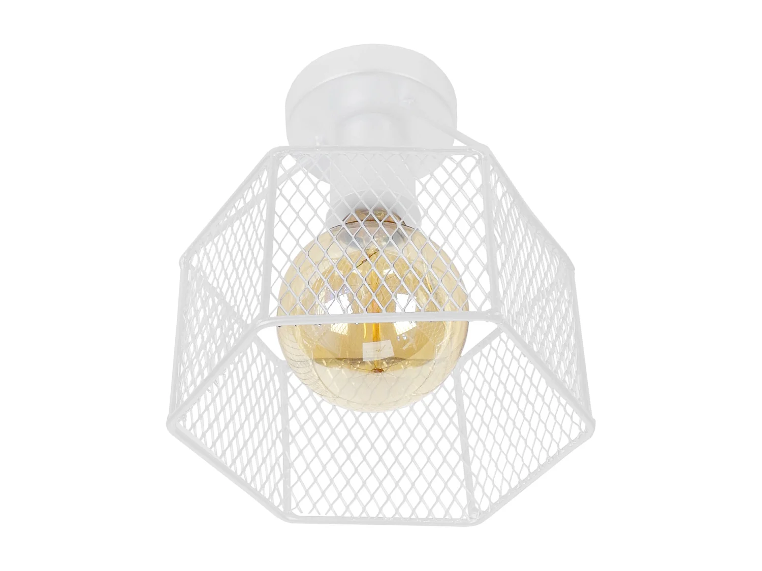 Plafonier TOSEL ADONIS metal geométrico branqueado D20 x  H17  cm