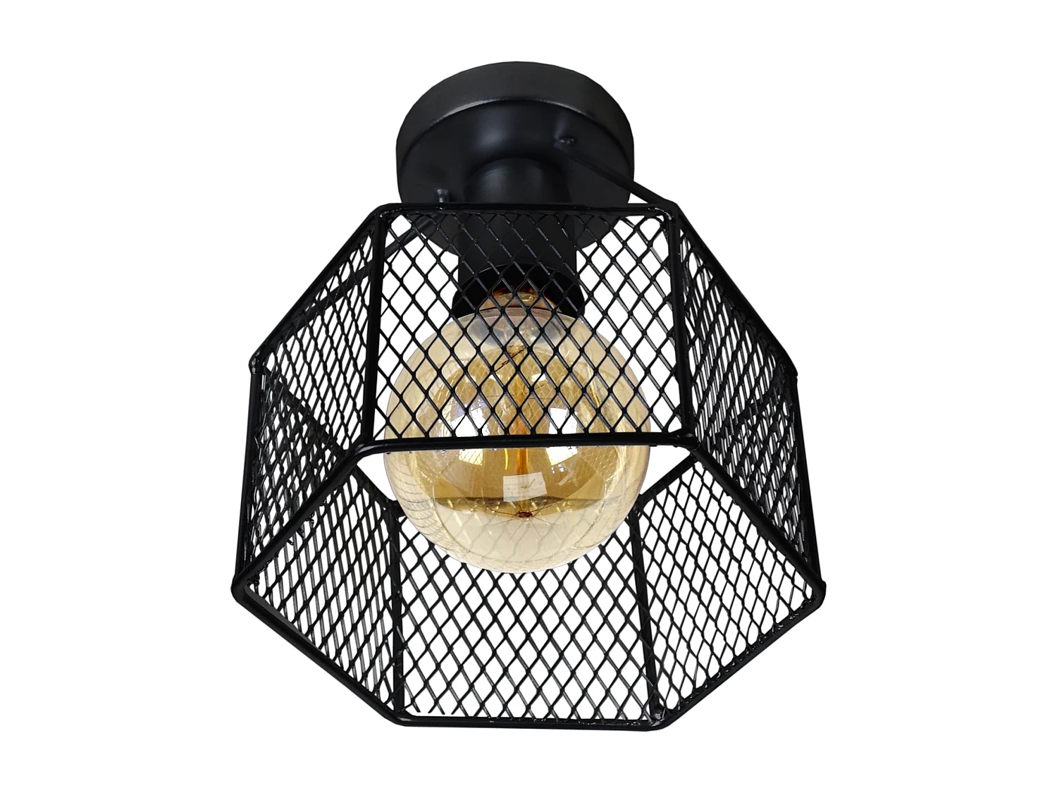 Plafonier TOSEL ADONIS metal geométrico preto D20 x  H17  cm