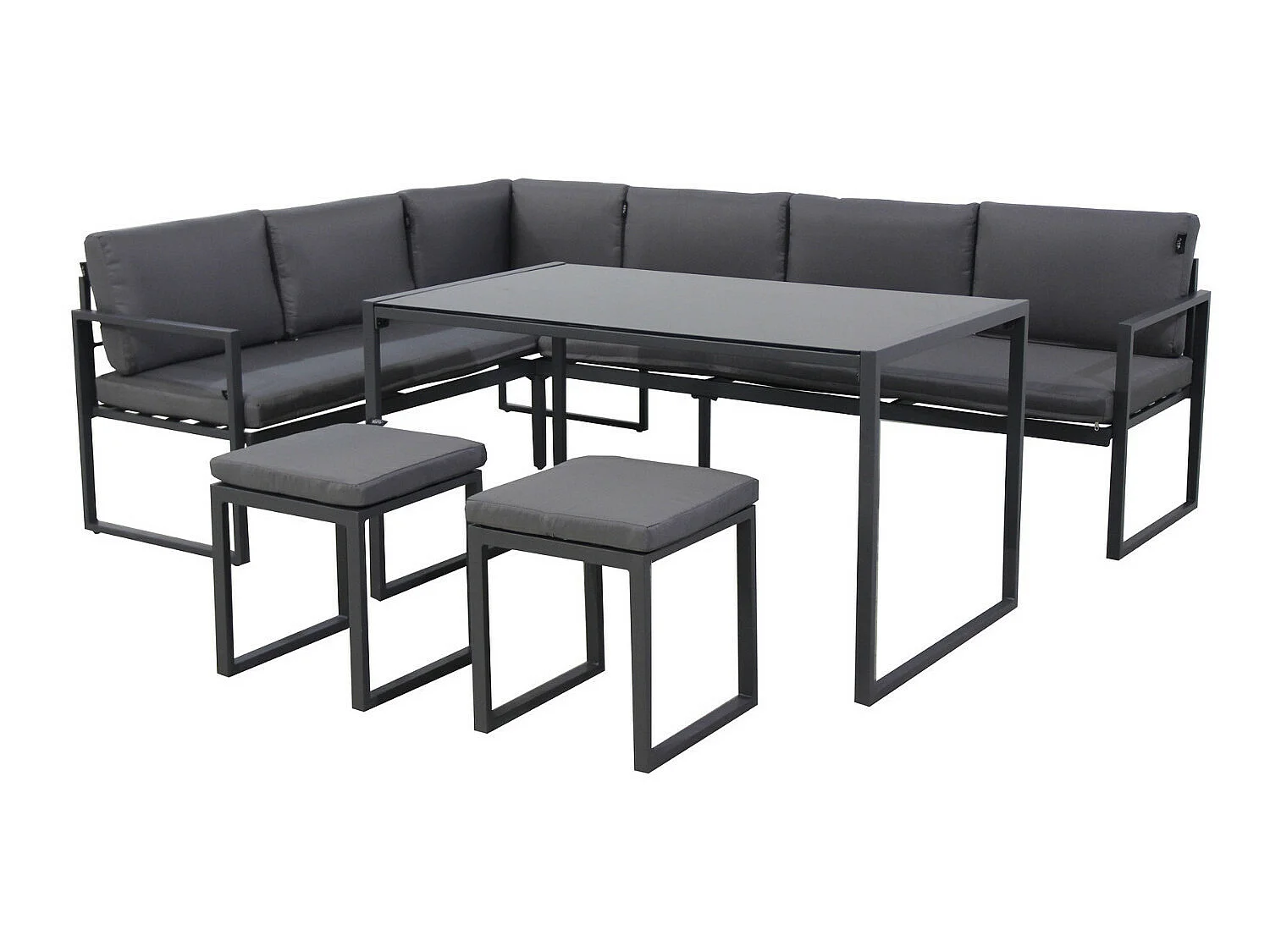 Salon de jardin en acier 8 personnes d'angle design - Gris Anthracite - ROMY