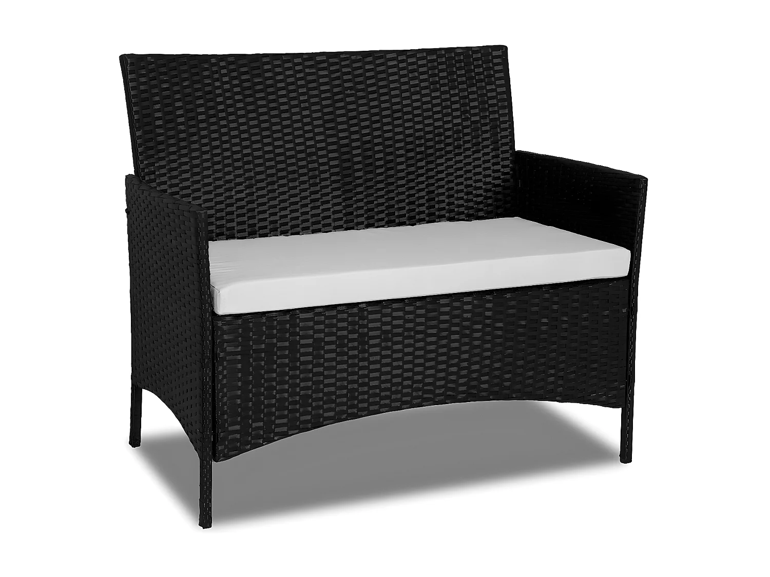 Salon de jardin résine tressée Noir/Ecru - ensemble 4 places - Canapé + Fauteuil + Table - IMORA