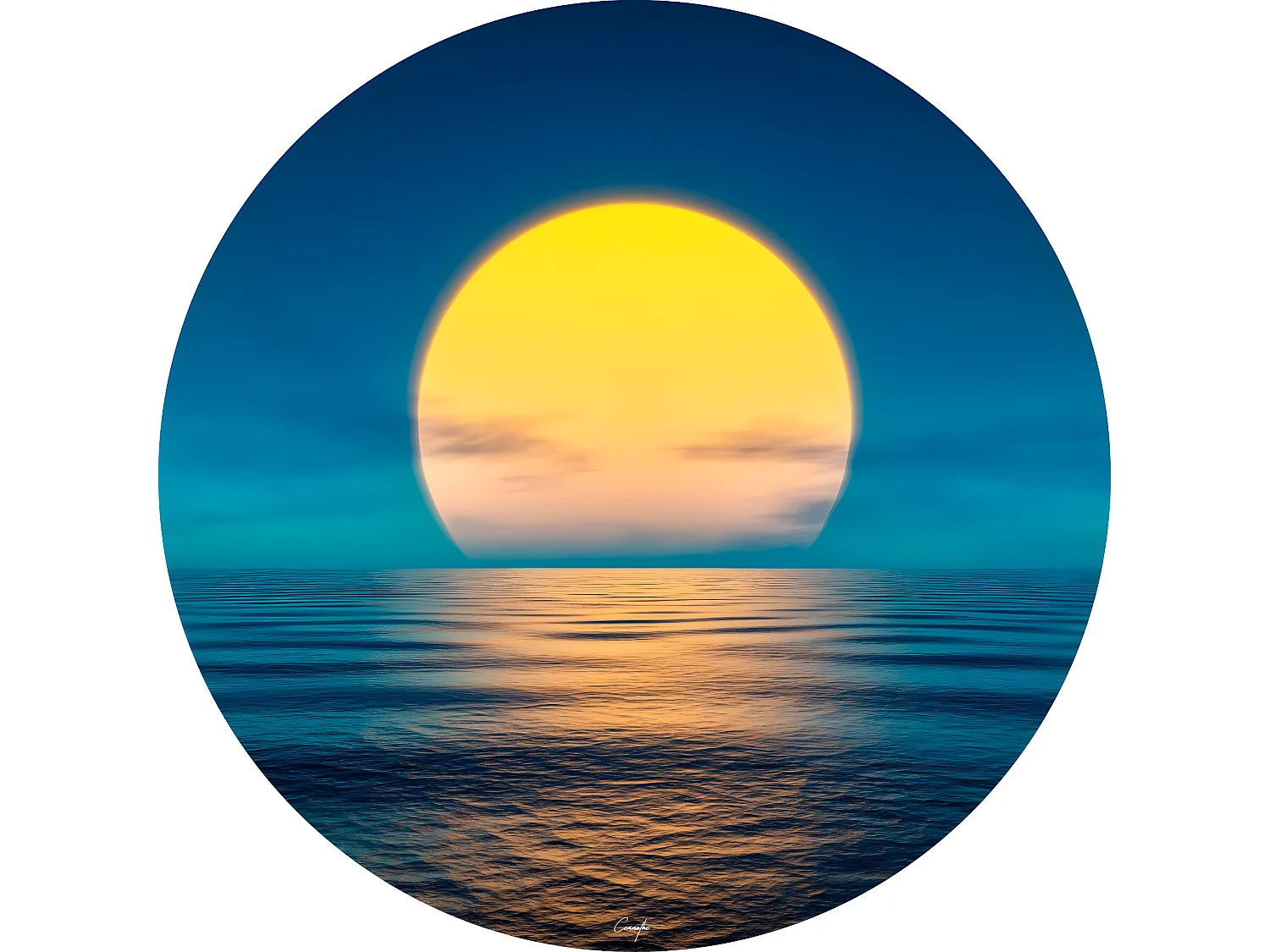 Tableau sur verre coucher de soleil 45 cm