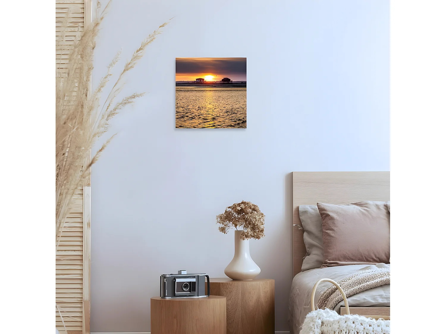 Tableau sur verre vue couché de soleil 30x30 cm