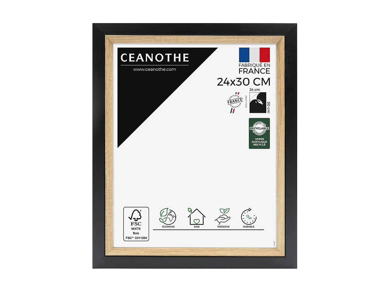 Cadre photo Actual bois noir 24x30 cm