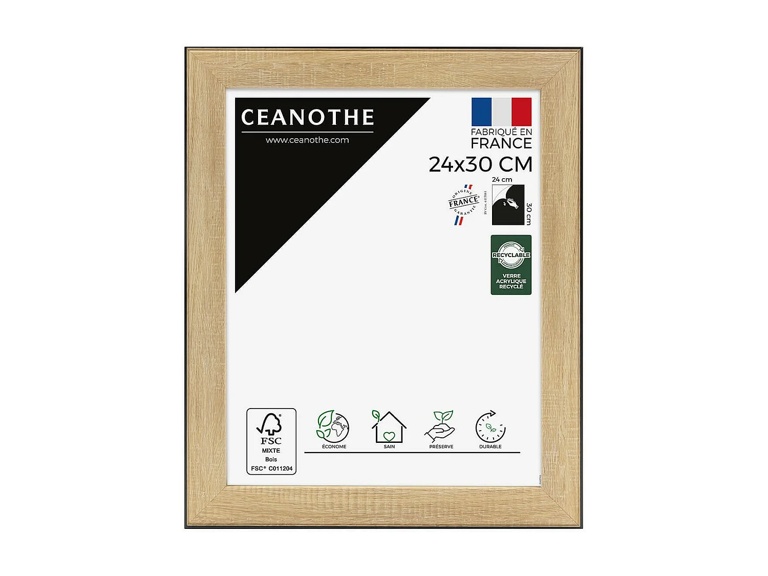 Cadre photo Newton bois noir 24x30 cm