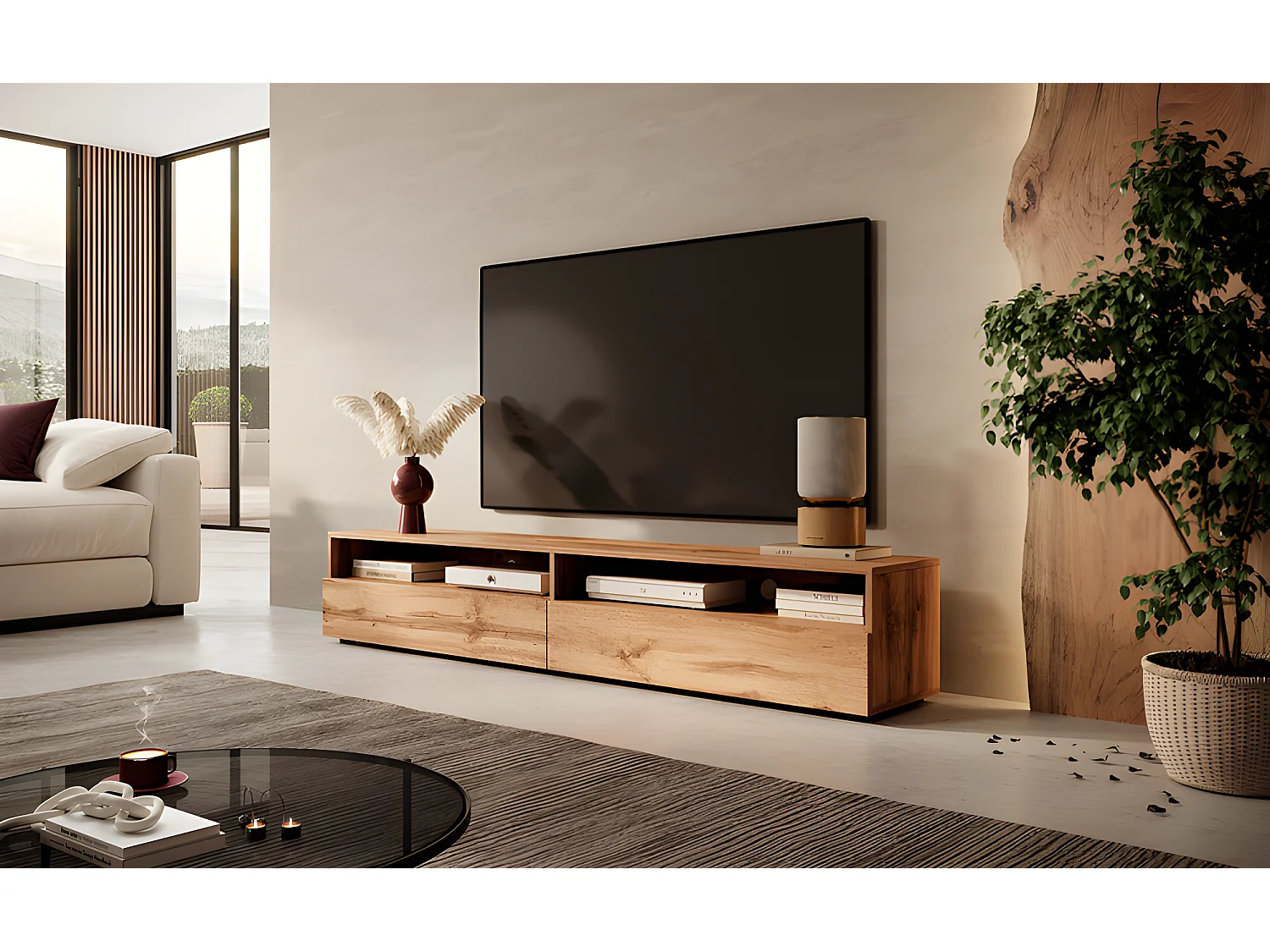 TV-meubel - 180 cm - Wotan eiken - REDNAW