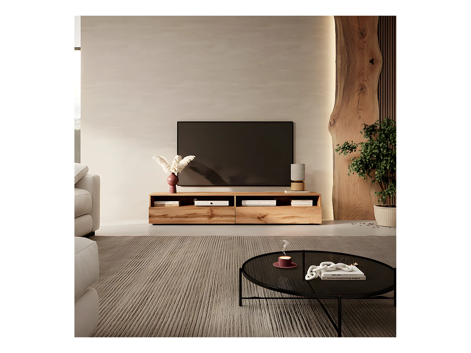 Meuble TV - 180 cm - chêne wotan - REDNAW