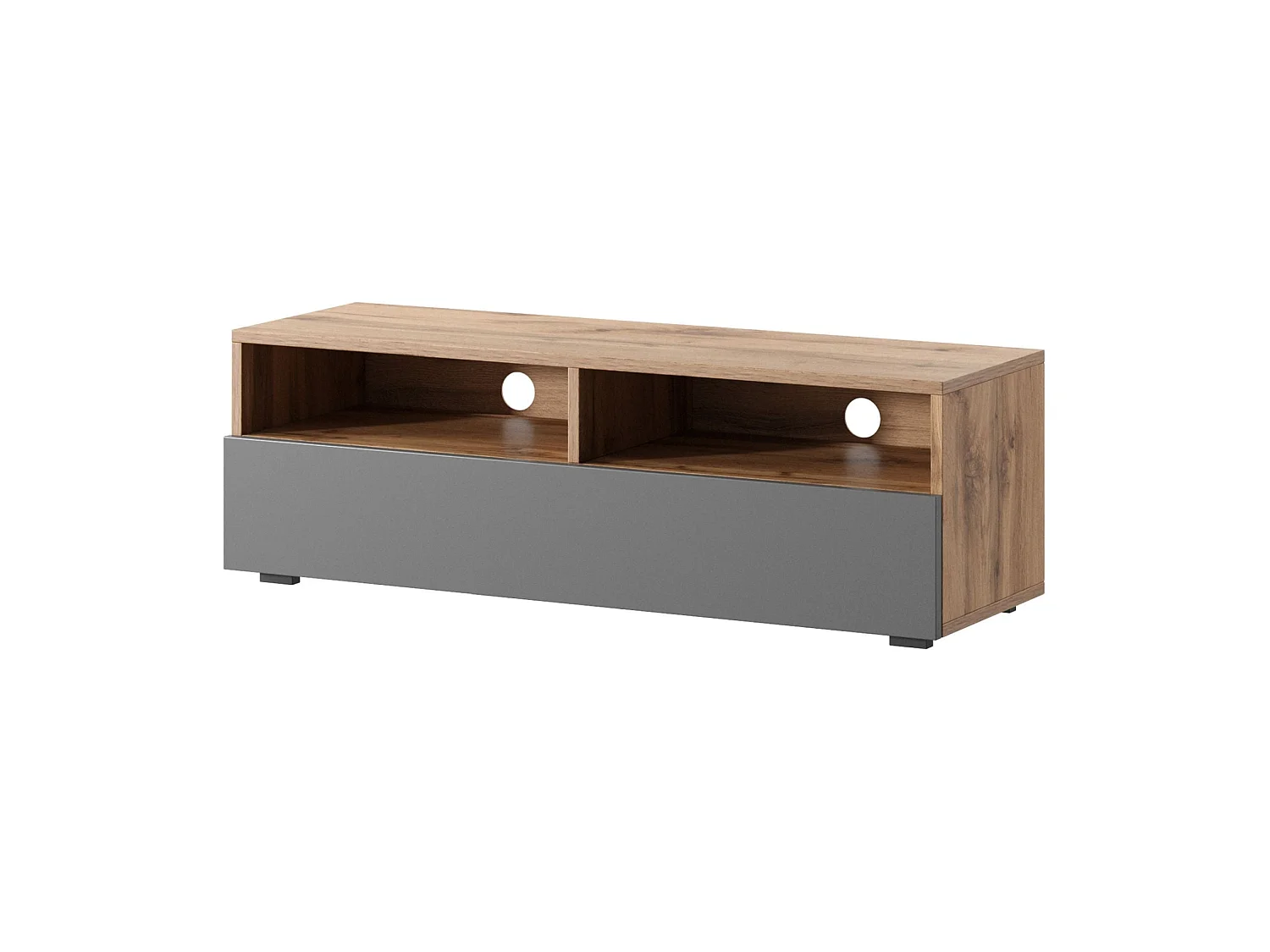 Mobile TV / Mobile soggiorno - design moderno - rovere wotan / grigio lucido - 100 cm - Rednaw