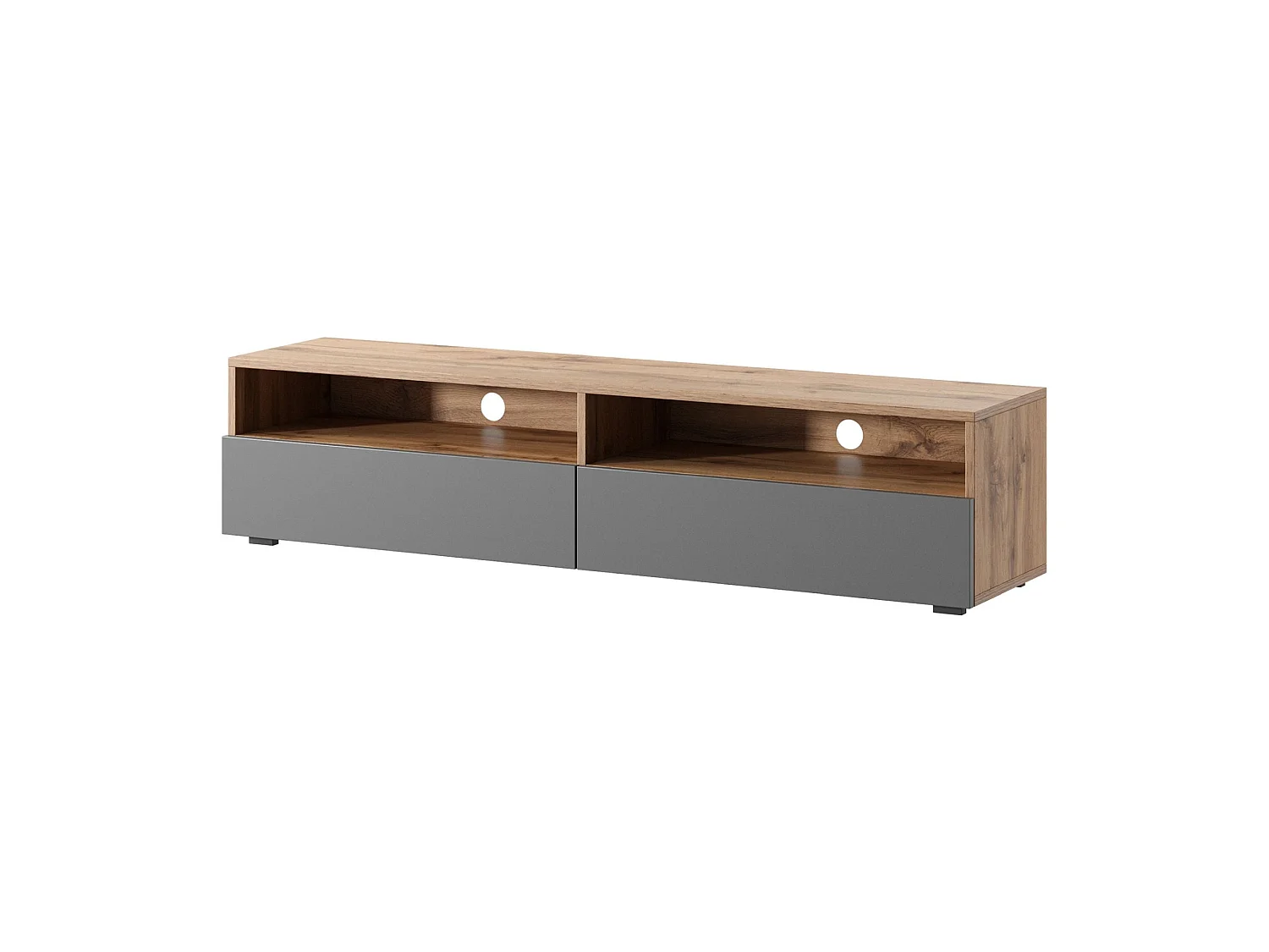 TV-Schrank - 140 cm - Wotaneiche / Hochglanzgrau - mit LED - REDNAW