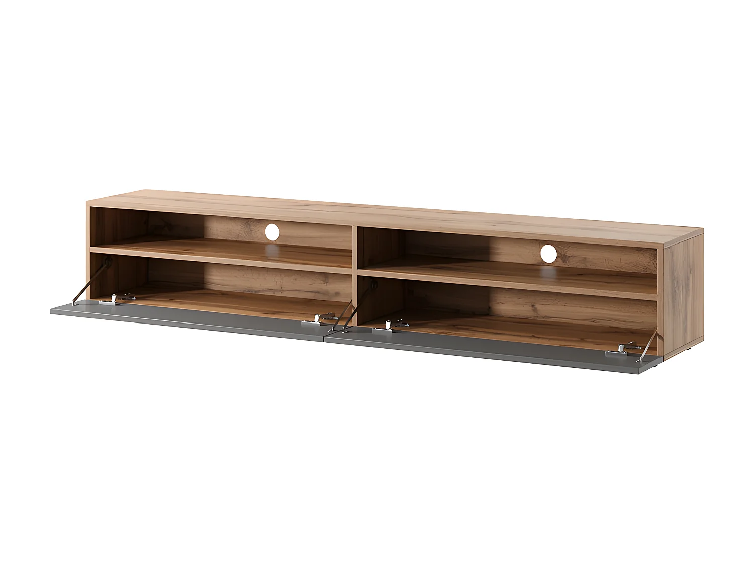 Meuble TV - 180 cm - chêne wotan / gris brillant - REDNAW