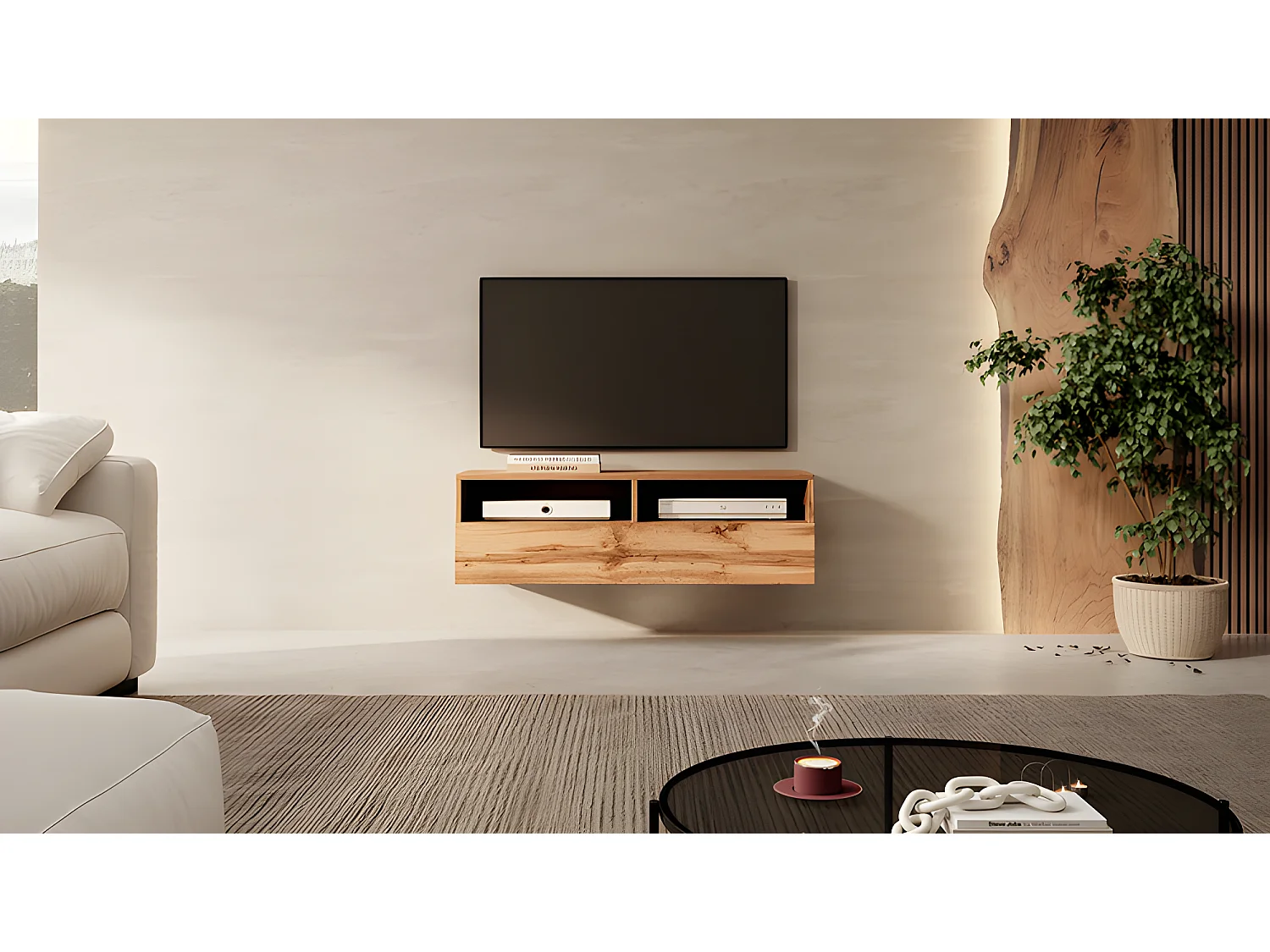 Mobile TV / Mobile soggiorno - design moderno - rovere wotan - 100 cm - Rednaw