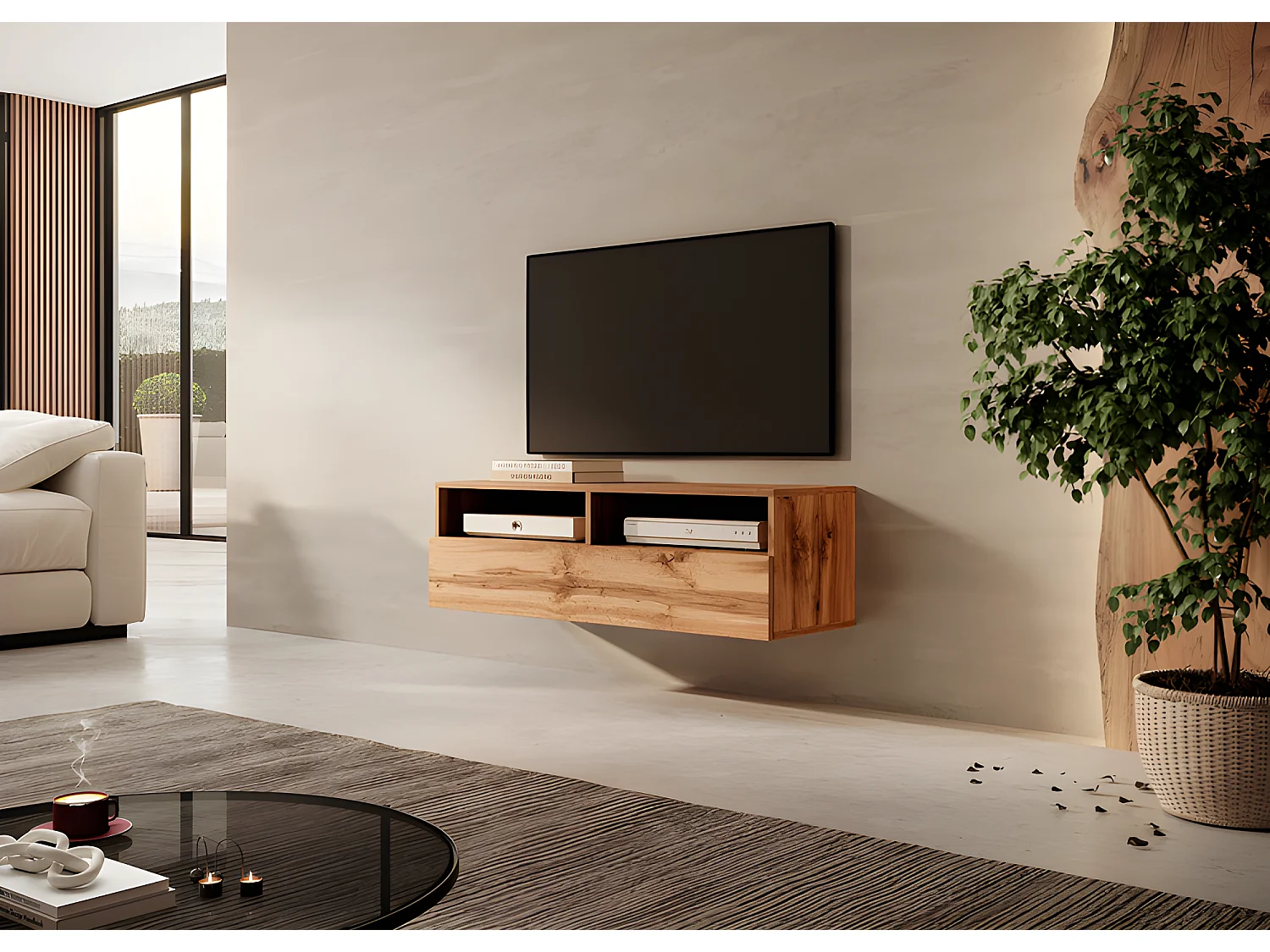 Mobile TV / Mobile soggiorno - design moderno - rovere wotan - 100 cm - Rednaw
