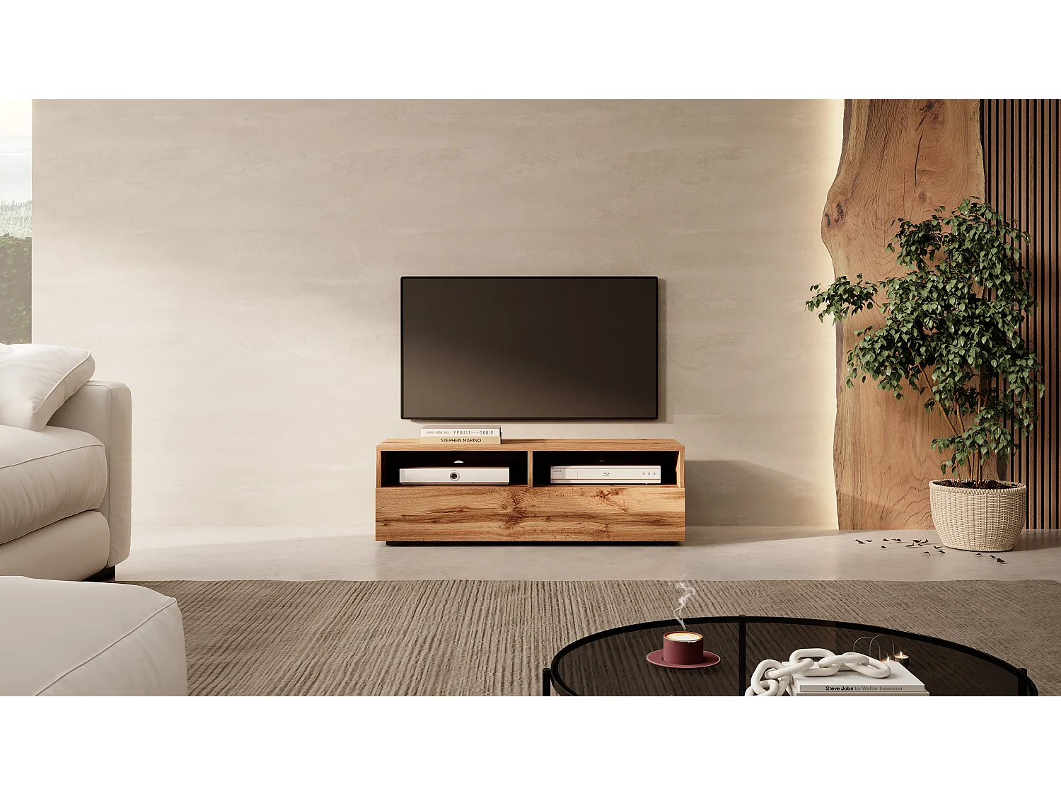 Mobile TV / Mobile soggiorno - design moderno - rovere wotan - 100 cm - Rednaw