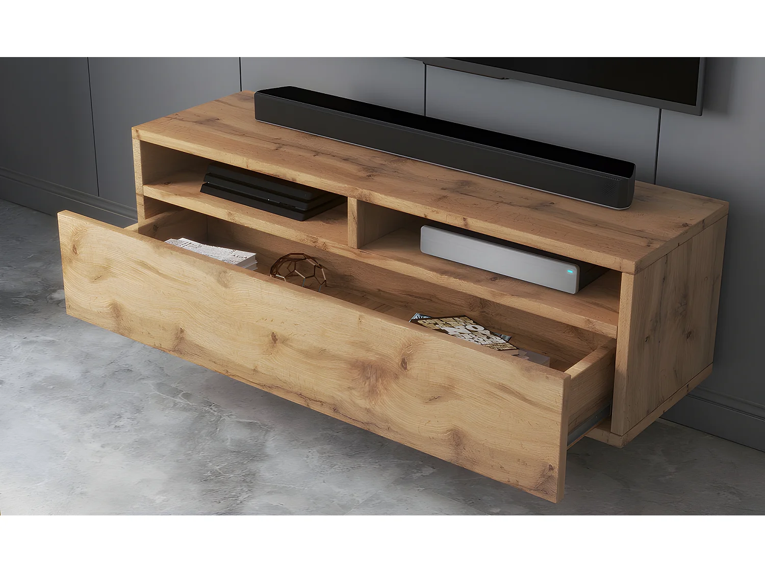 Mobile TV / Mobile soggiorno - design moderno - rovere wotan - 100 cm - Rednaw