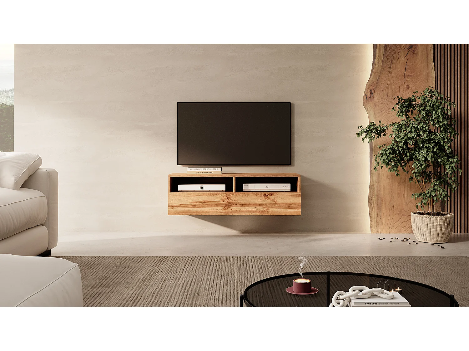 Mobile TV / Mobile soggiorno - design moderno - rovere wotan - 100 cm - Rednaw
