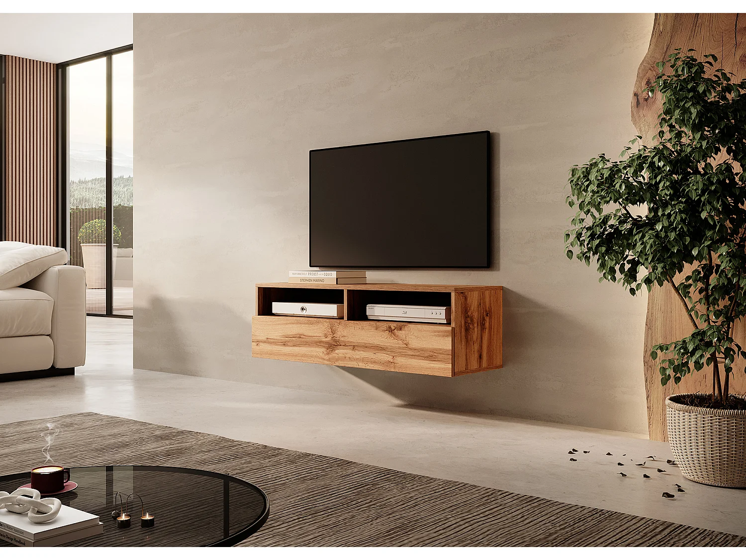 Mobile TV / Mobile soggiorno - design moderno - rovere wotan - 100 cm - Rednaw