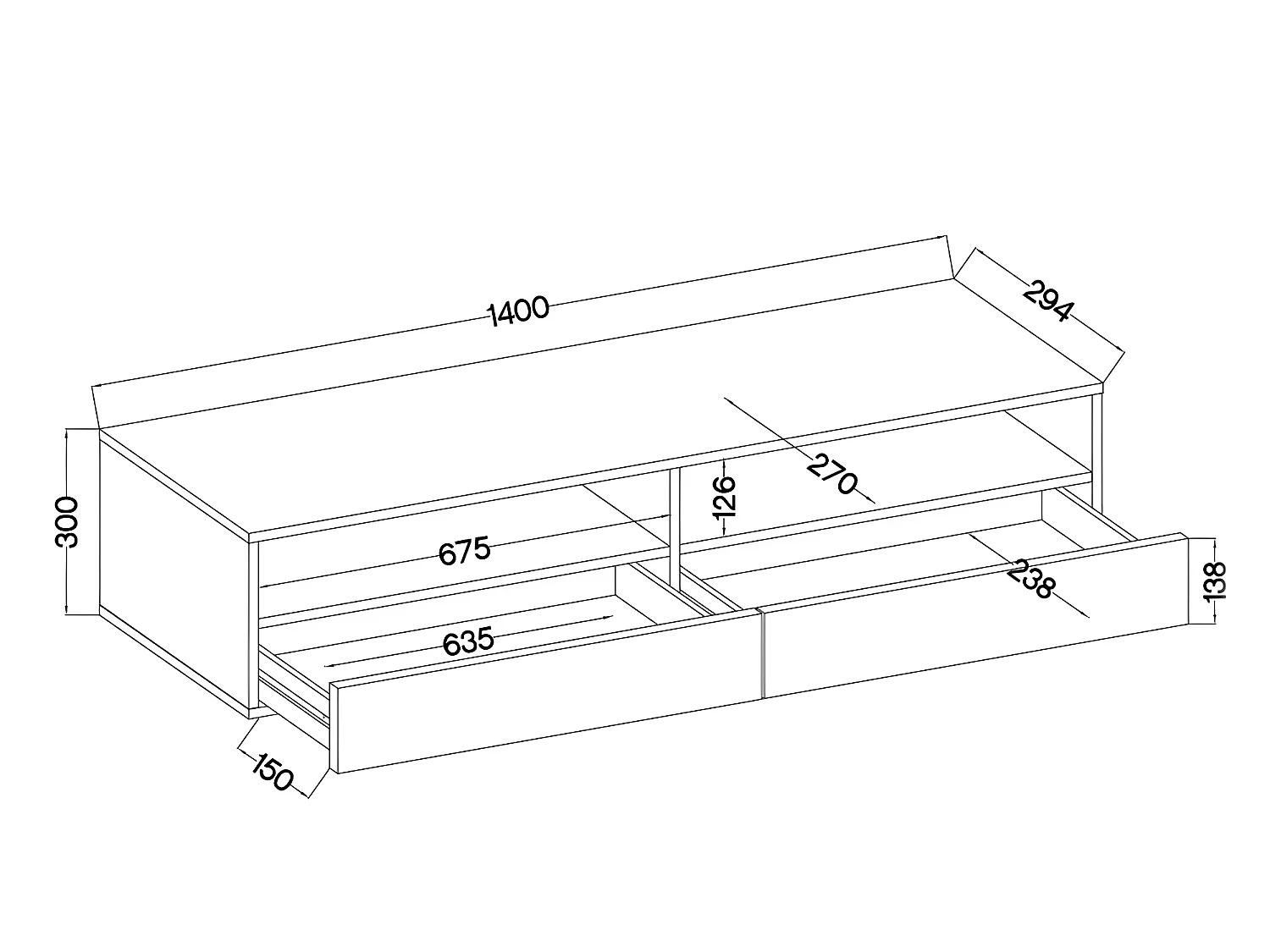 Meuble TV - 140 cm - chêne wotan / gris brillant - REDNAW