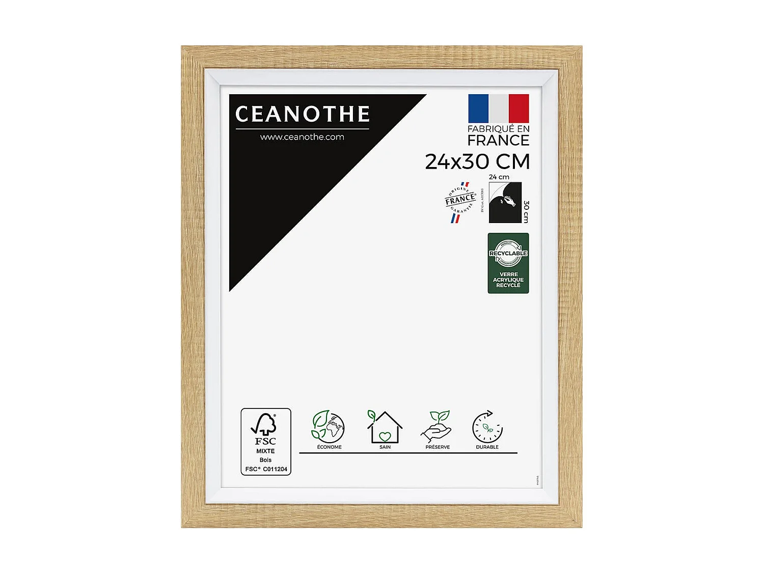 Cadre photo Actual bois blanc 24x30 cm