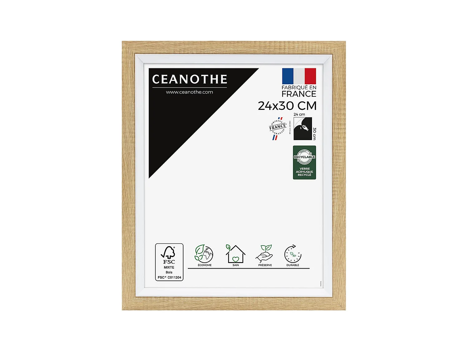 Cadre photo Actual bois blanc 24x30 cm
