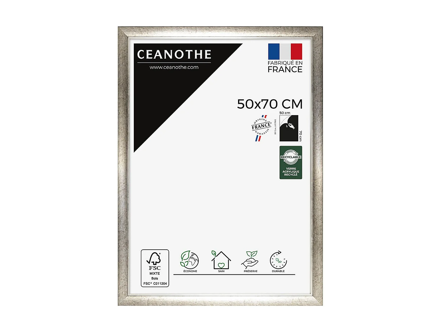 Cadre photo Hades argent 50x70 cm
