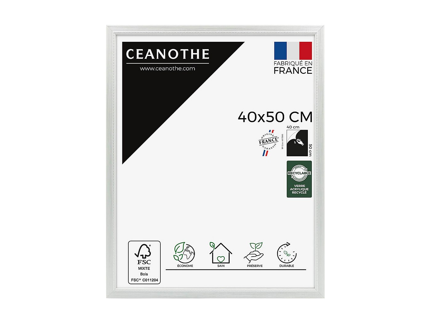 Cadre photo studio en émail blanc et argenté – Addison Ross Ltd