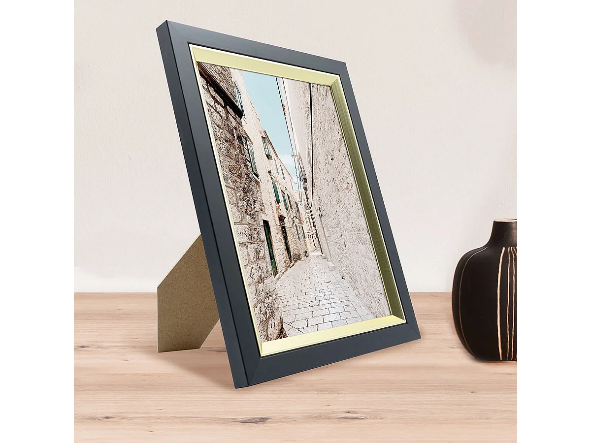 Cadre photo Actual noir doré 18x24 cm