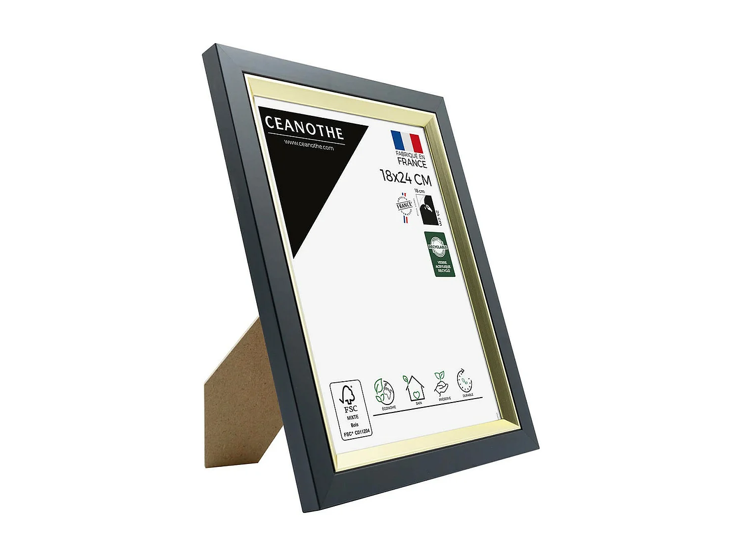 Cadre photo Actual noir doré 18x24 cm