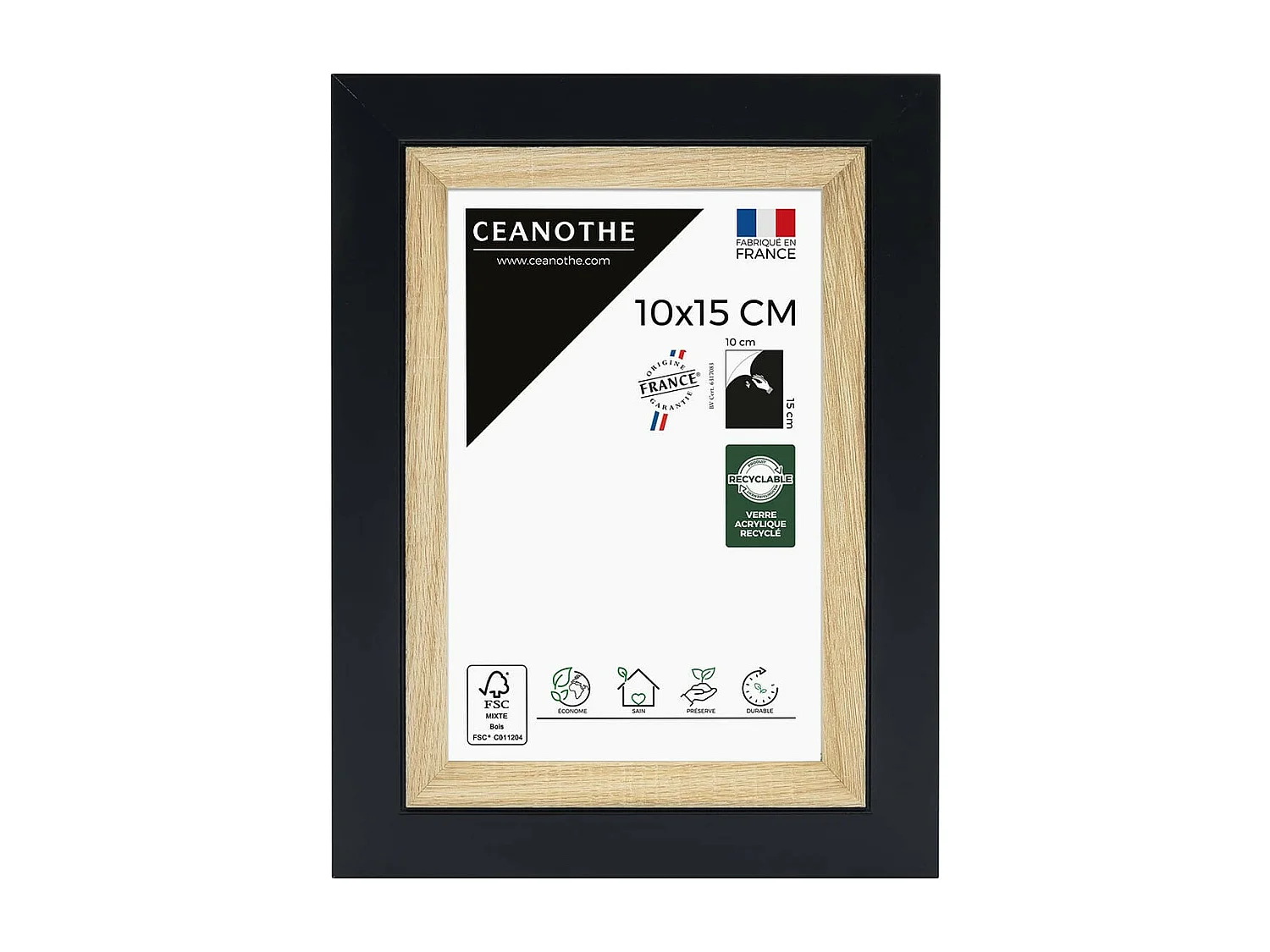 Cadre photo Actual bois noir 10x15 cm