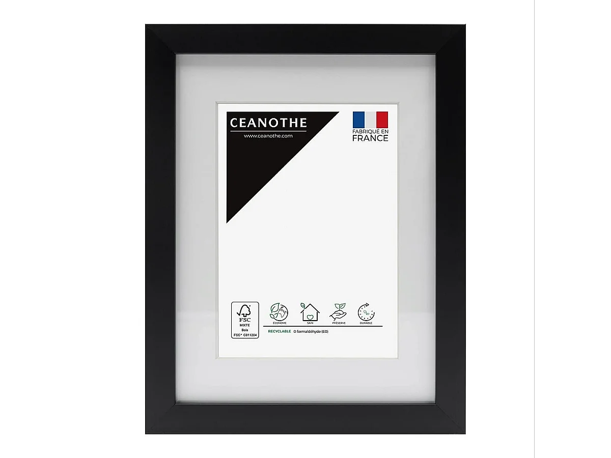 Cadre photo 13x18 cm Milan noir  avec passe-partout 10x15 cm