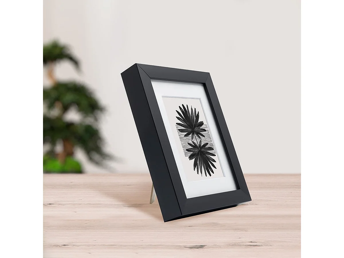 Cadre photo 13x18 cm Milan noir  avec passe-partout 10x15 cm