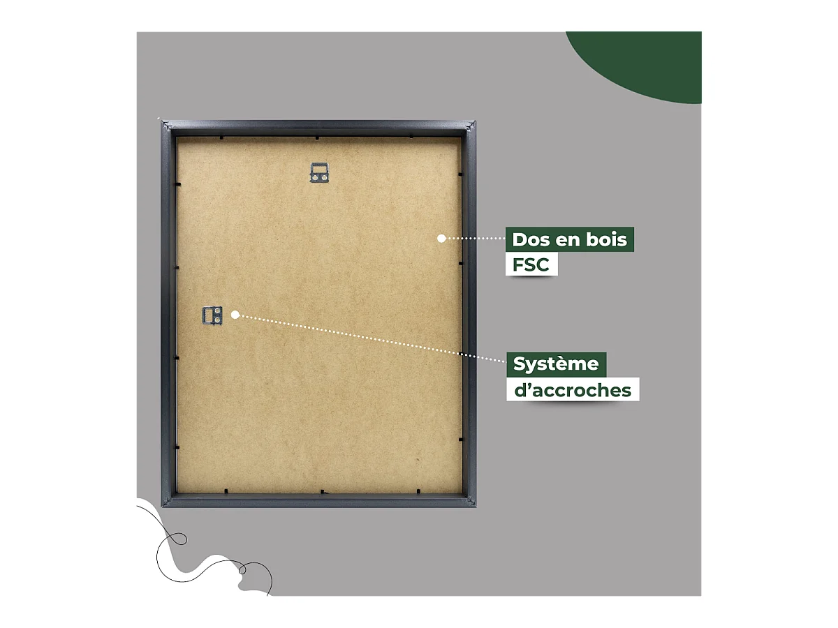 Cadre photo  40x50 cm Milan noir avec passe-partout 30x40 cm