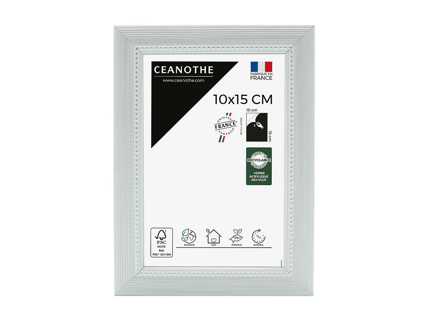 Cadre photo Perle gris clair 10x15 cm