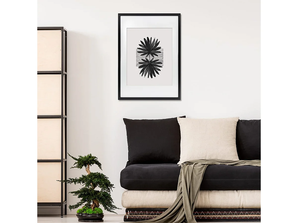 Cadre photo 50x70 cm Milan noir  avec passe-partout 40x50 cm