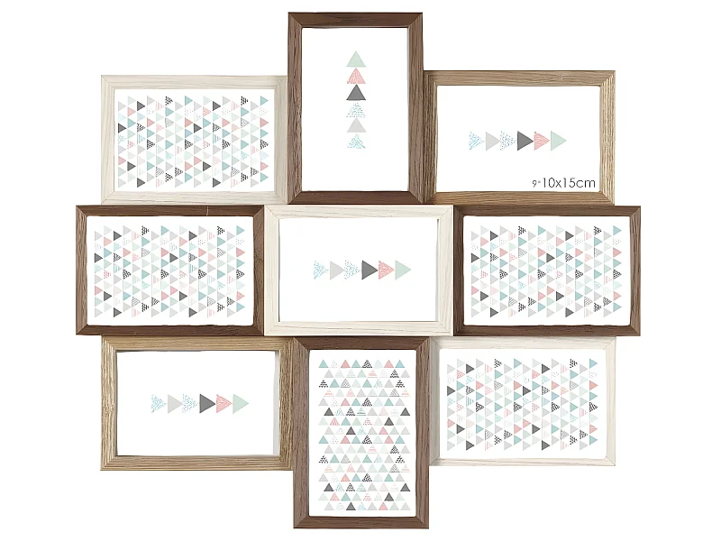 Cadre photo multivues Scandi 50x45 cm, 9 vues 10x15