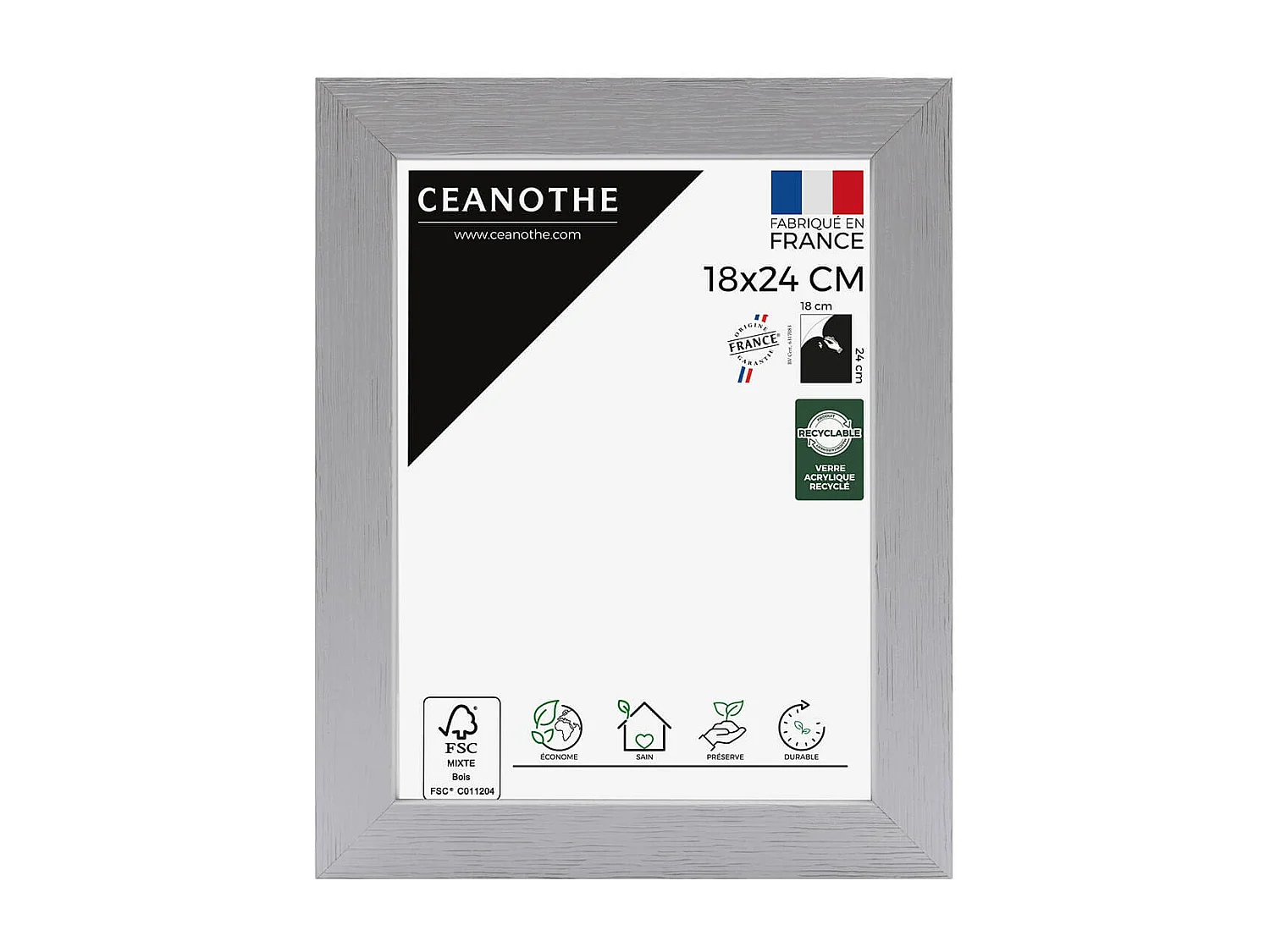 Cadre photo Karma gris 18x24 cm